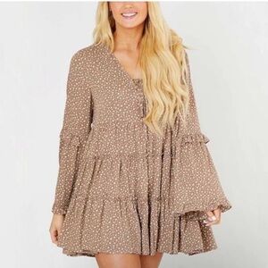 Altar'd State Brown Polka Dot Dress